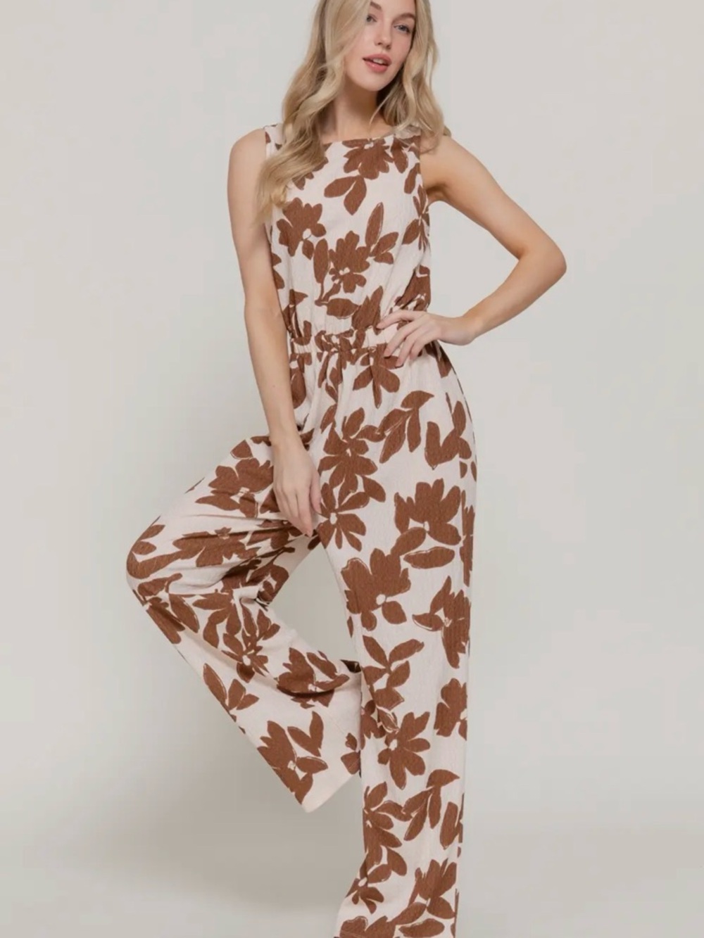 New nwt Active brown floral jumper jumpsuit sz S M L
